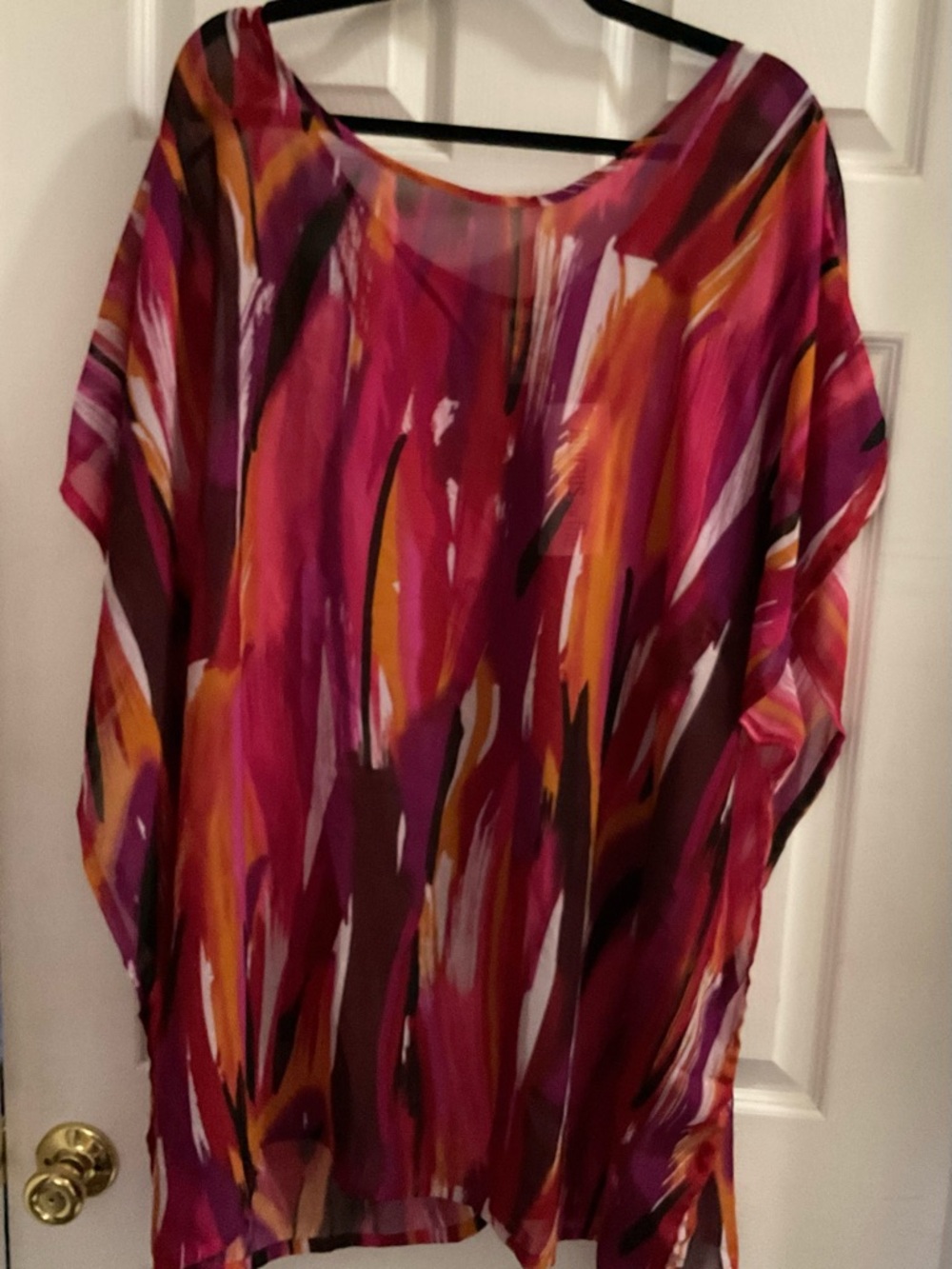 Always For Me Magenta and Orange Abstract Tunic Top/Swimsuit cover up.
